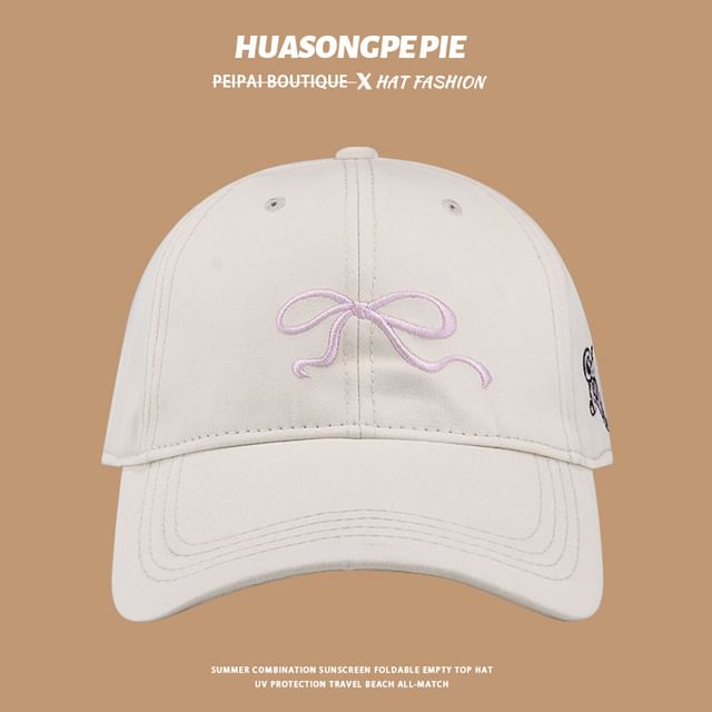 Embroidered Baseball Cap Bow