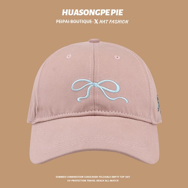 Embroidered Baseball Cap Bow