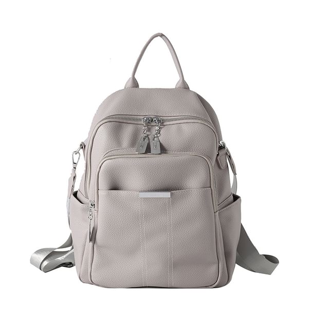 Faux Leather Backpack Multi-Pocket
