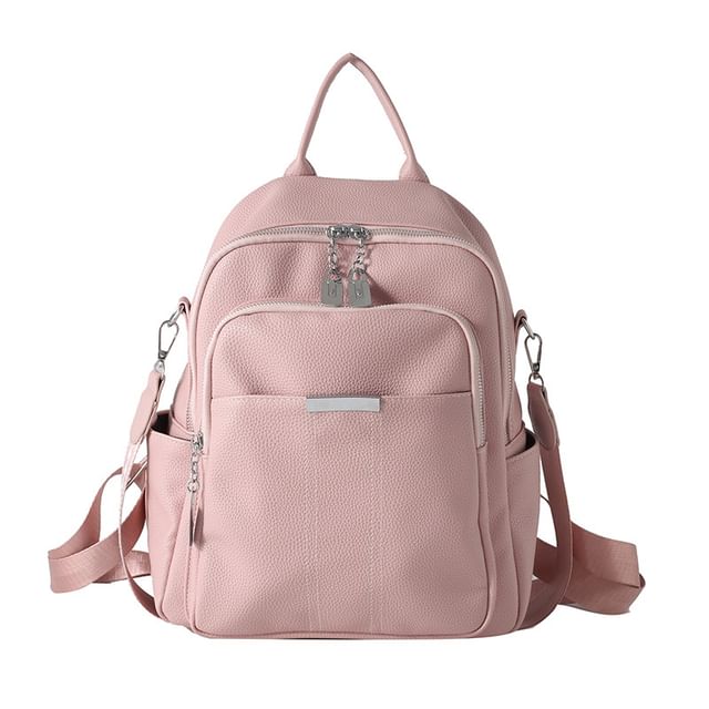 Faux Leather Backpack Multi-Pocket