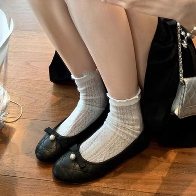 Bow Faux Pearl Flats