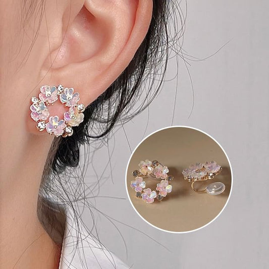 Earring Floral Alloy Hoop