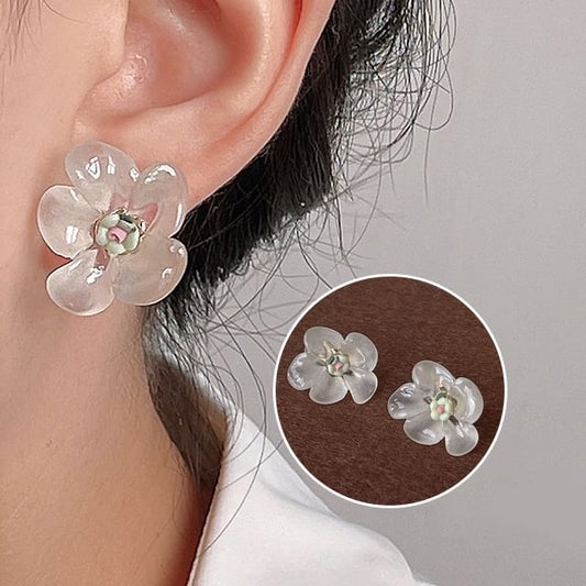 Resin Earring Floral Ceramic Stud