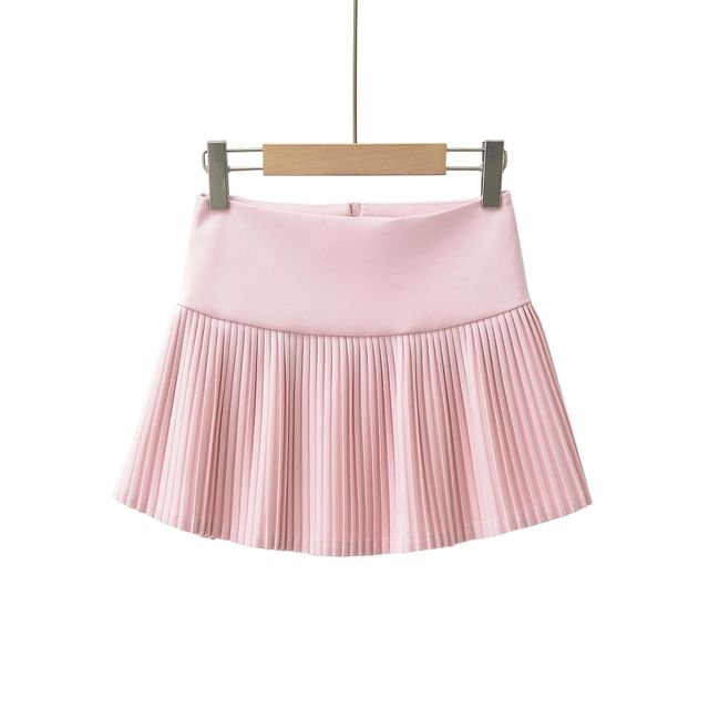 Pleated Mini Skirt with Mid Rise Plain Design