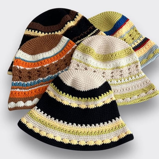 Hat Striped Bucket Knit