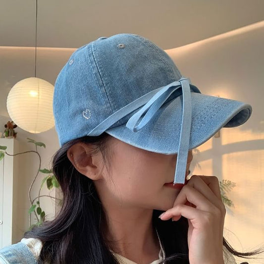Denim Baseball Cap Bow