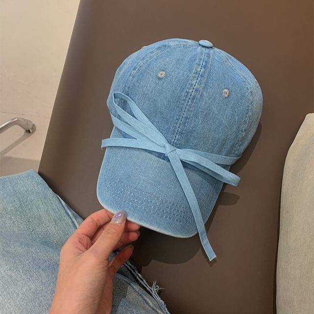 Denim Baseball Cap Bow