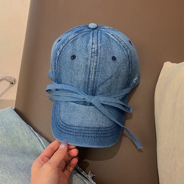 Denim Baseball Cap Bow