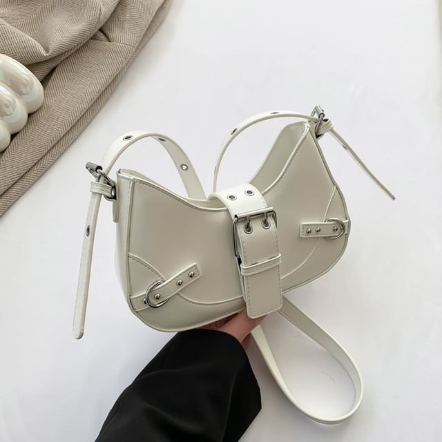 Buckled Crossbody Leather Faux Bag