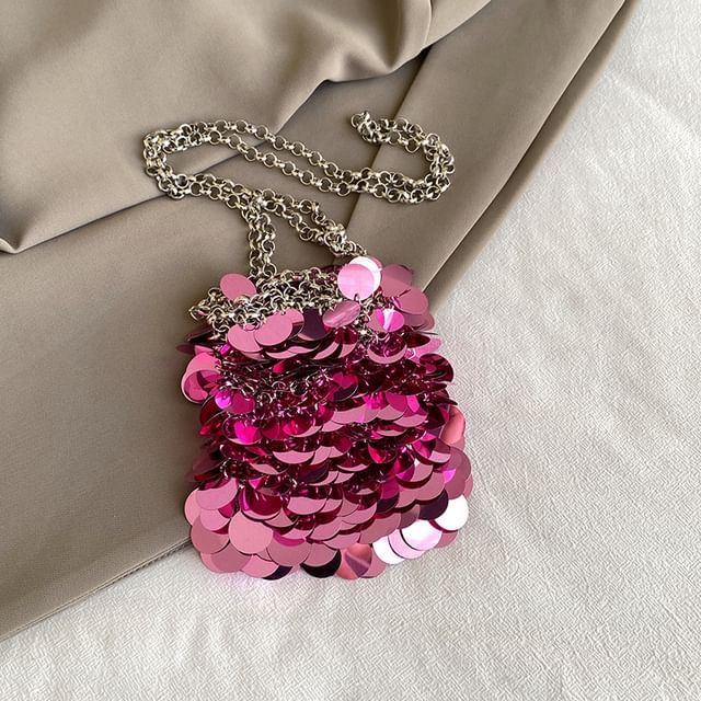 Strap Crossbody Chain Sequin Bag