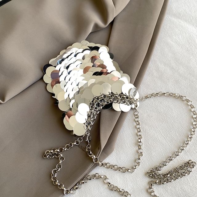 Strap Crossbody Chain Sequin Bag