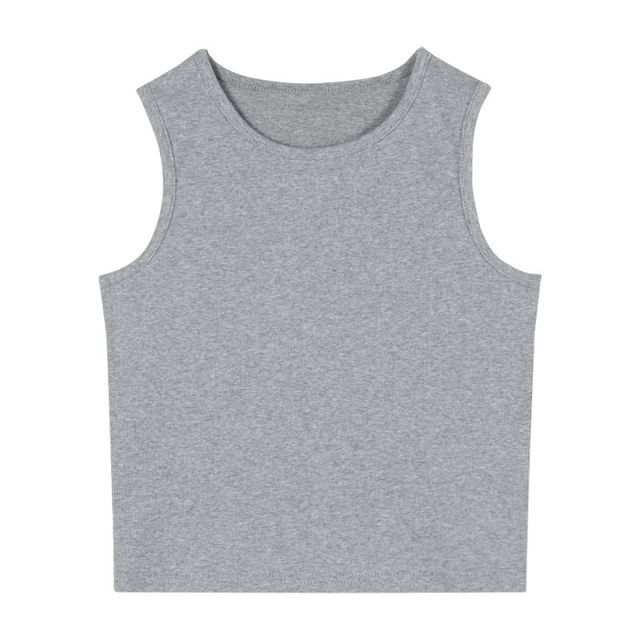 Top Crop Open Tank Back Plain