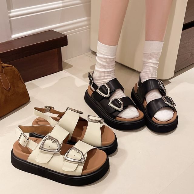 Platform Buckled Sandals Slingback