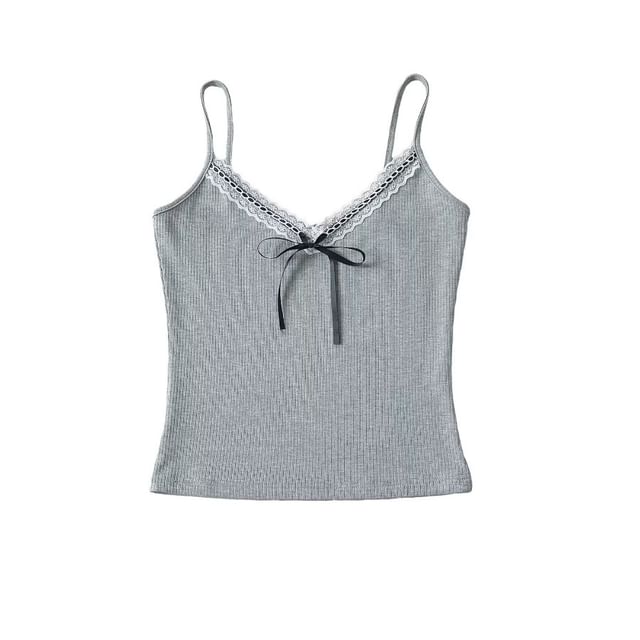 Bow Lace-Trim Cami Top