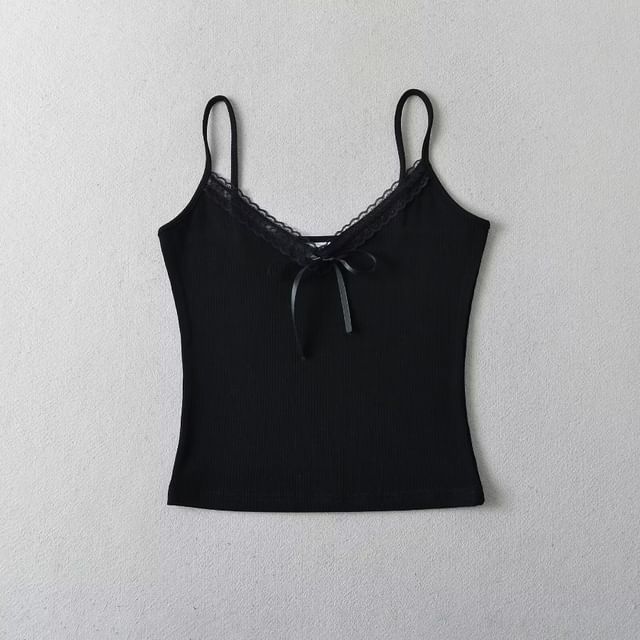 Bow Lace-Trim Cami Top