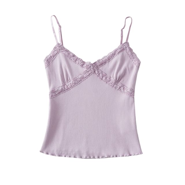 Cropped Lace-Trim V-Neck Cami