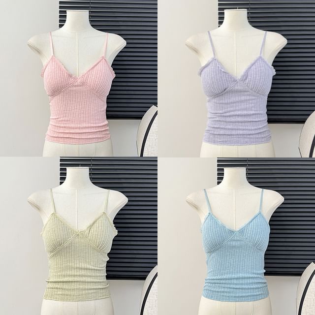 Multicolor Lace-Trim Padded Cami