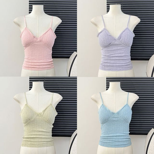 Multicolor Lace-Trim Padded Cami