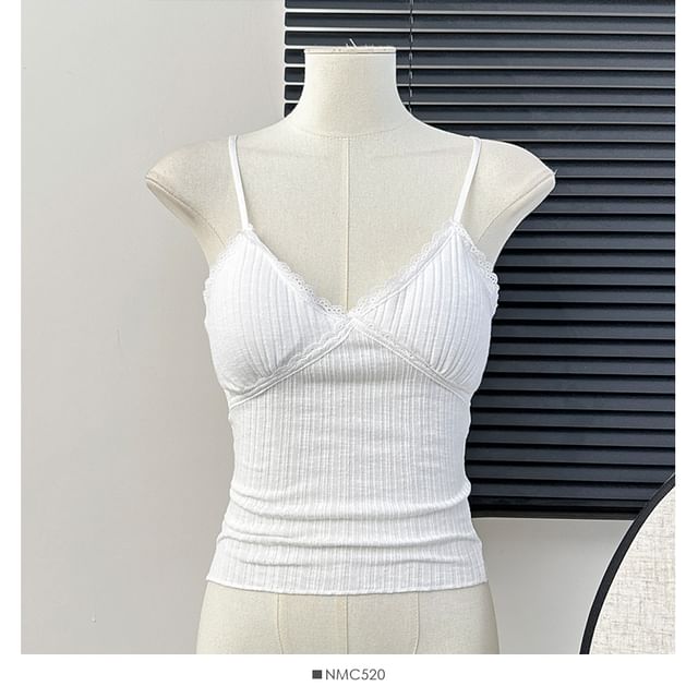 Multicolor Lace-Trim Padded Cami