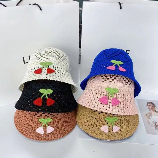 Floral Bucket Embroidered Woven Hat