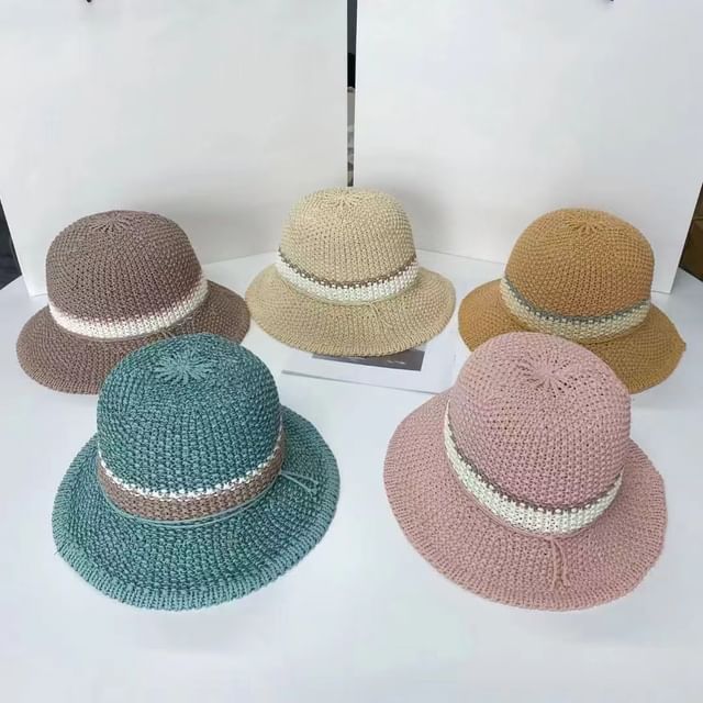 Bucket Striped Woven Hat