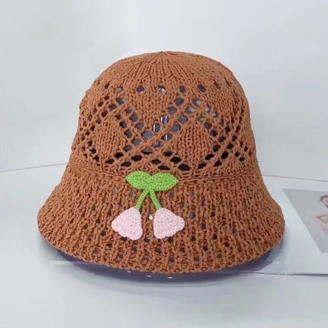 Floral Bucket Embroidered Woven Hat