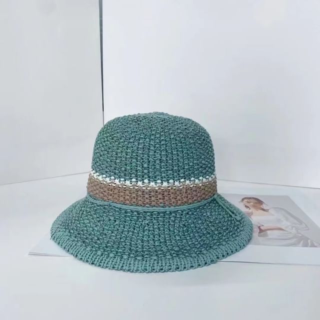 Bucket Striped Woven Hat
