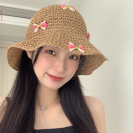 Straw Hat Bucket Bow