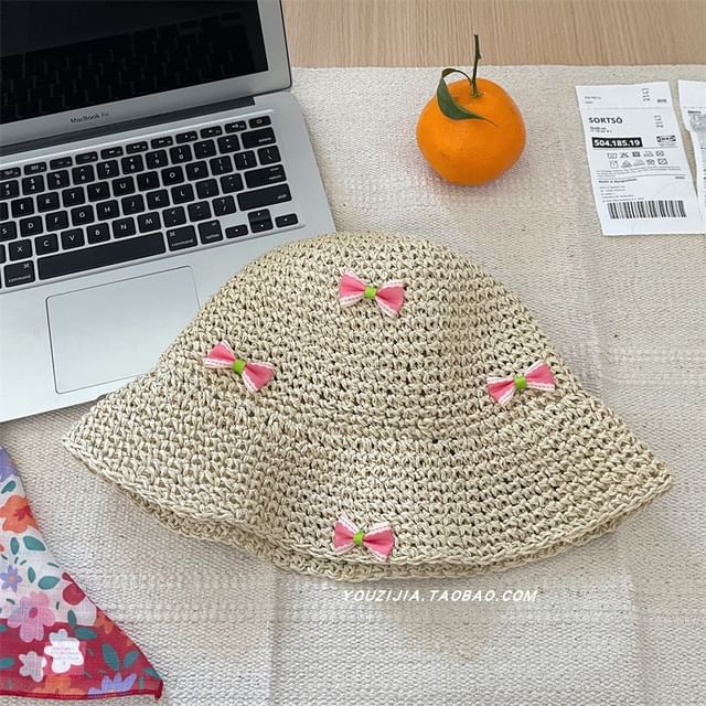 Straw Hat Bucket Bow