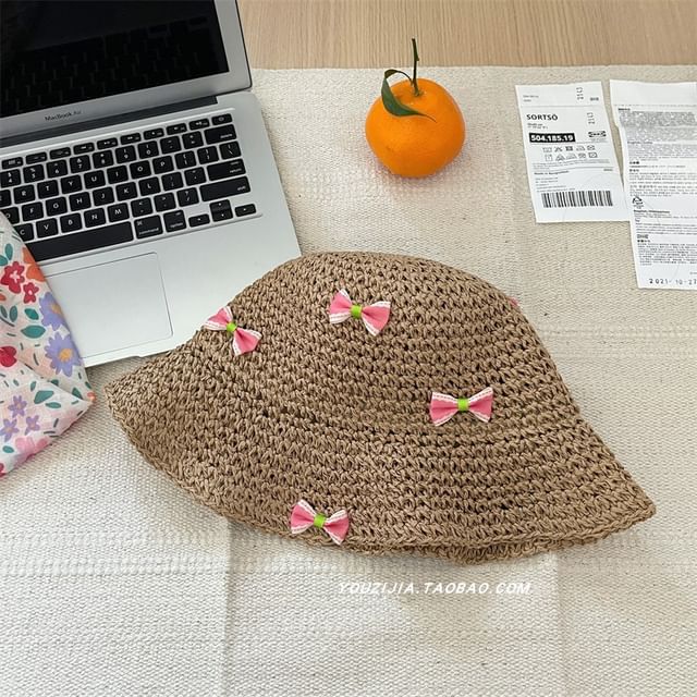 Straw Hat Bucket Bow