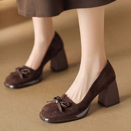 Block Heel Bow Pumps