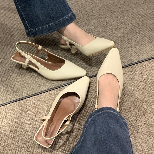 Slingback Sandals Heel Pointy Low