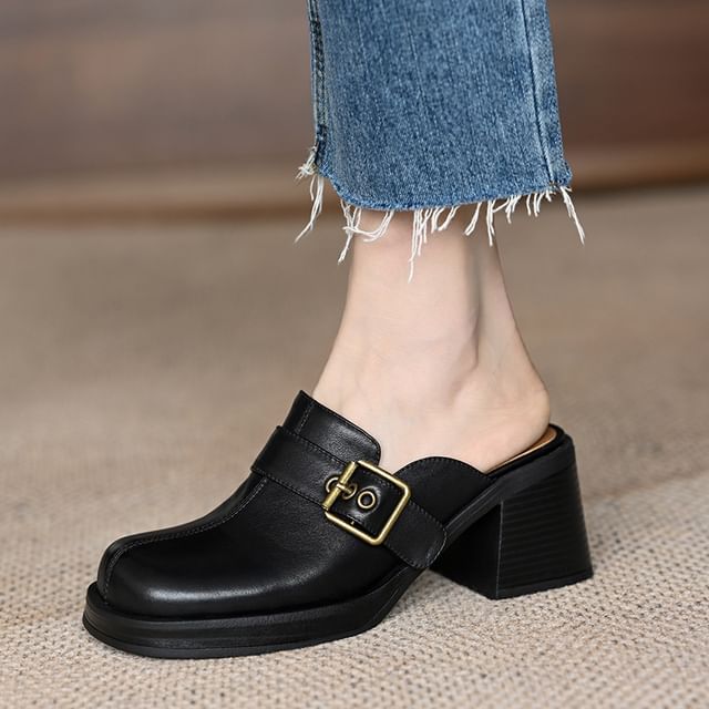 Buckled Mules Heel Block