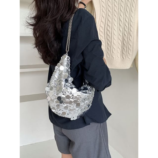 Chain Strap Sequin Hobo Bag
