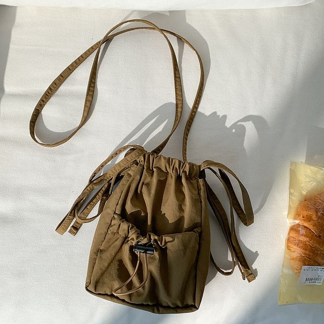 Bag Drawstring Crossbody Nylon Plain