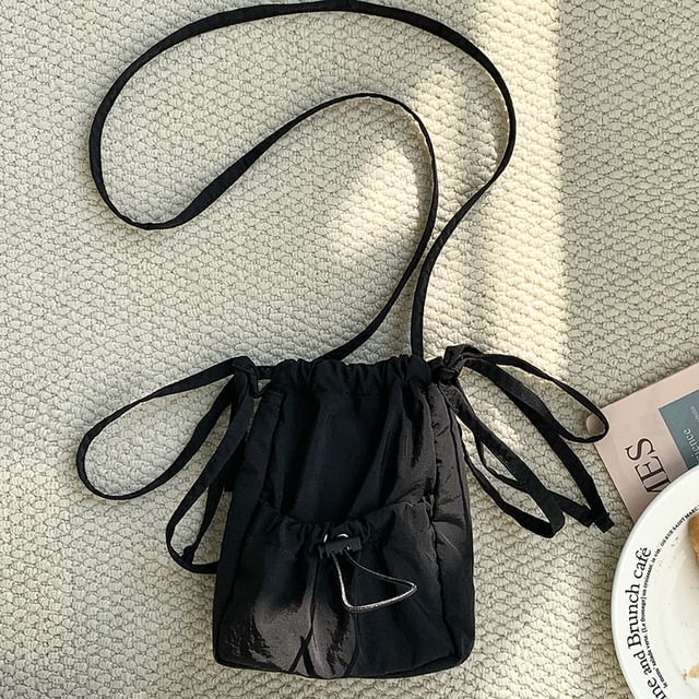Bag Drawstring Crossbody Nylon Plain