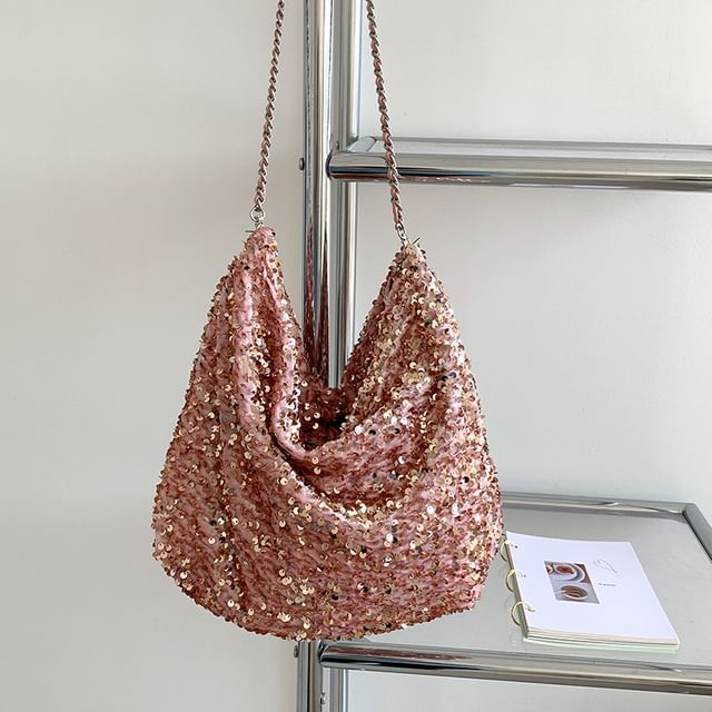 Crossbody Strap Chain Sequin Bag