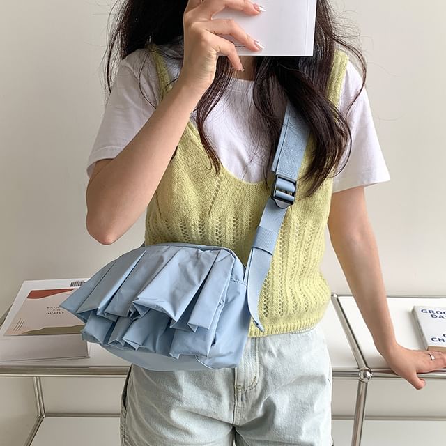 Nylon Bag Crossbody Ruffle Plain