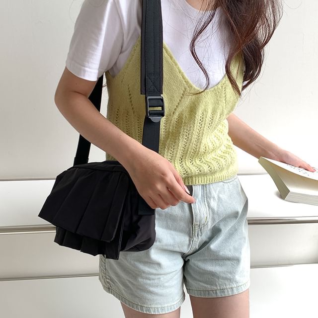 Nylon Bag Crossbody Ruffle Plain