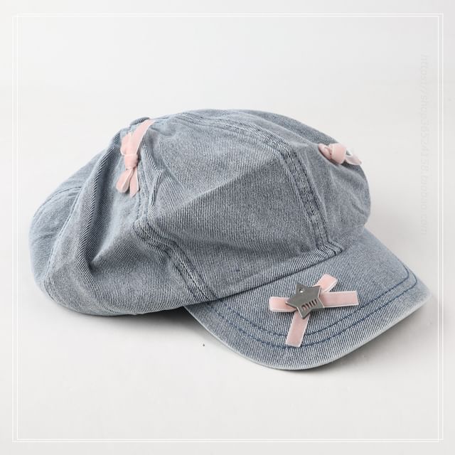 Ribbon Newsboy Denim Cap