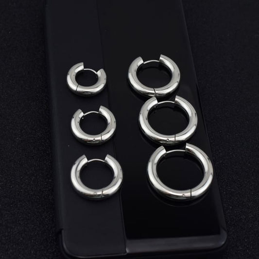 Polished Stainless Steel Huggie Earring (Various Designs)