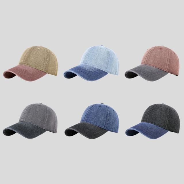 Tone Baseball Cap Two Denim Washed