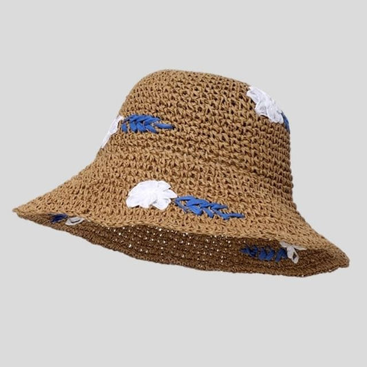 Woven Floral Sun Hat Accent
