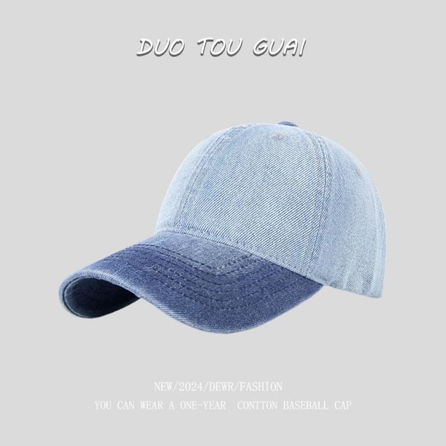 Tone Baseball Cap Two Denim Washed
