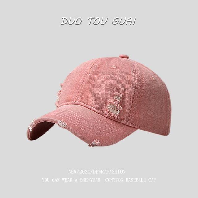 Cap Distressed Baseball Washed Denim