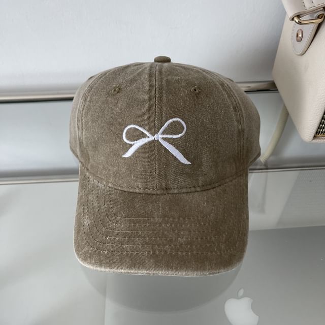 Washed Bow Cap Baseball Embroidered