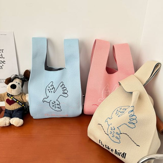 Lettering Knit Bag Tote
