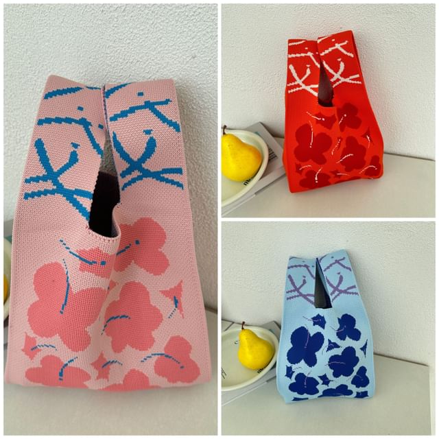 Knit Flower Bag Tote