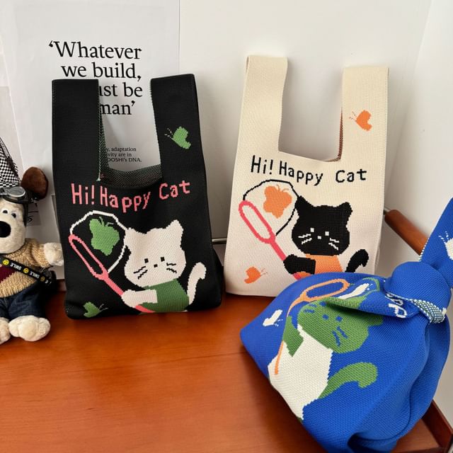 Bag Knit Tote Cat