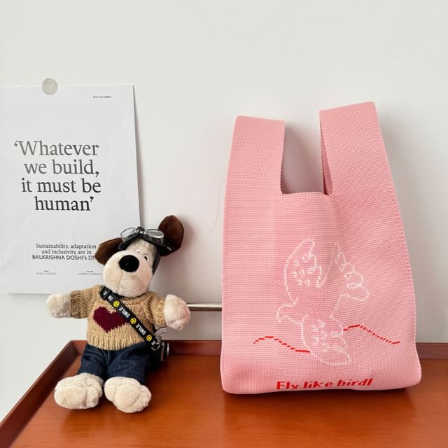 Lettering Knit Bag Tote